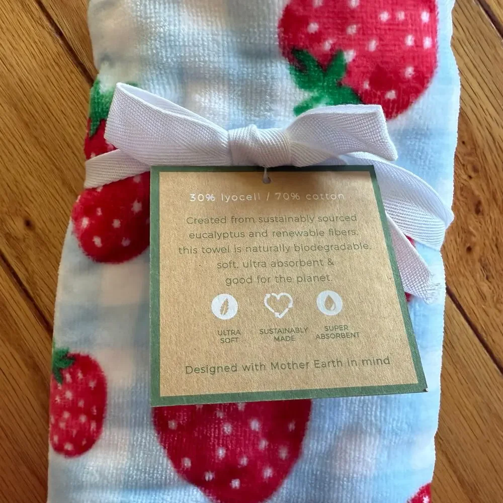 NWT Deborah Connolly Designs Strawberry Tip Towel | Women-Owned OEKO-TEX Summer